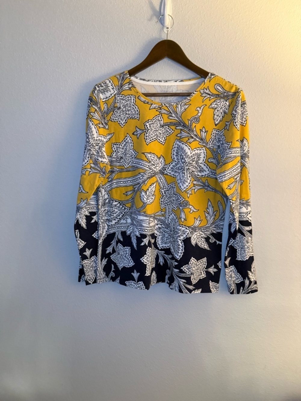 Talbots Yellow and Black Floral Tee - Picture 2 of 7